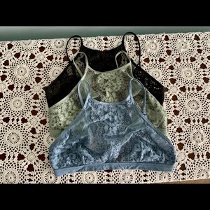 3 lace bralettes